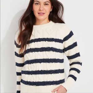 🐳 Vineyard Vines Navy / Ivory Striped Fisherman Sweater, Medium 🐳